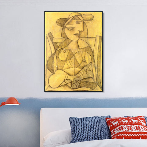 INVIN ART Framed Canvas Giclee Print Art 1938 Femme aux mains jointes by Pablo Picasso Wall Art Living Room Home Office Decorations