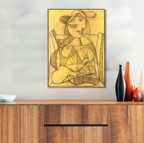 INVIN ART Framed Canvas Giclee Print Art 1938 Femme aux mains jointes by Pablo Picasso Wall Art Living Room Home Office Decorations
