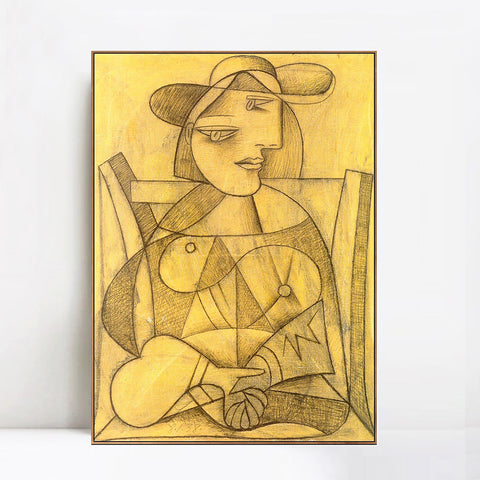 INVIN ART Framed Canvas Giclee Print Art 1938 Femme aux mains jointes by Pablo Picasso Wall Art Living Room Home Office Decorations