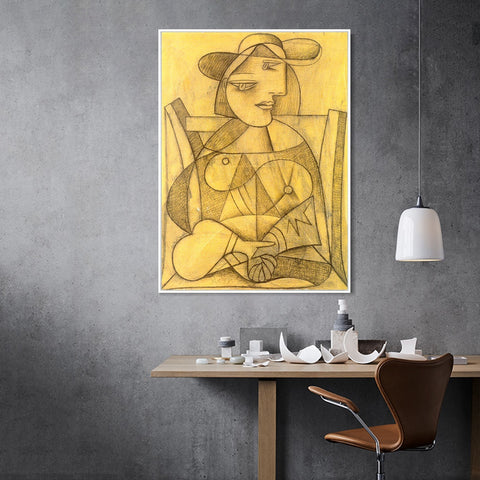 INVIN ART Framed Canvas Giclee Print Art 1938 Femme aux mains jointes by Pablo Picasso Wall Art Living Room Home Office Decorations