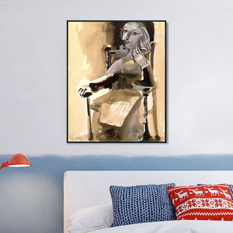 INVIN ART Framed Canvas Giclee Print Art 1939 Femme assise la main gauche sur la joue by Pablo Picasso Wall Art Living Room Home Office Decorations