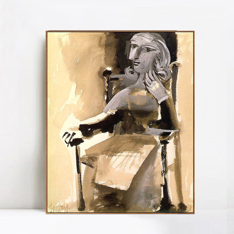 INVIN ART Framed Canvas Giclee Print Art 1939 Femme assise la main gauche sur la joue by Pablo Picasso Wall Art Living Room Home Office Decorations