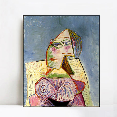 INVIN ART Framed Canvas Giclee Print Art 1939 Buste de femme en costume violet by Pablo Picasso Wall Art Living Room Home Office Decorations