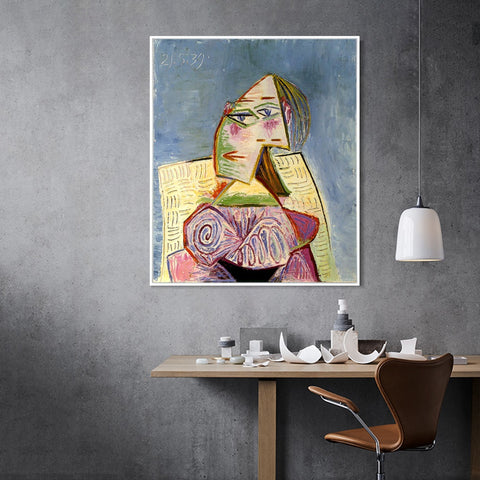 INVIN ART Framed Canvas Giclee Print Art 1939 Buste de femme en costume violet by Pablo Picasso Wall Art Living Room Home Office Decorations