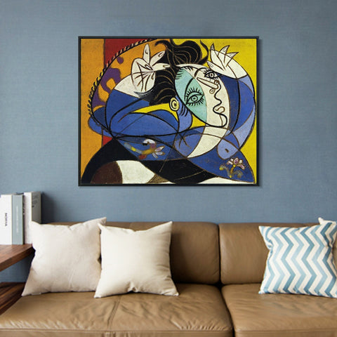 INVIN ART Framed Canvas Giclee Print Art 1936 Femme aux bras lev[Tete de Dora Maar] by Pablo Picasso Wall Art Living Room Home Office Decorations