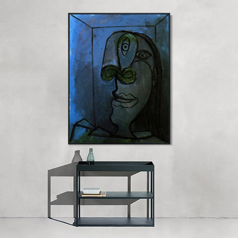 INVIN ART Framed Canvas Giclee Print Art 1938 Tete de femme au nez vert sur fond bleu-nuit (Dora) by Pablo Picasso Wall Art Living Room Home Office Decorations