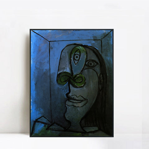 INVIN ART Framed Canvas Giclee Print Art 1938 Tete de femme au nez vert sur fond bleu-nuit (Dora) by Pablo Picasso Wall Art Living Room Home Office Decorations