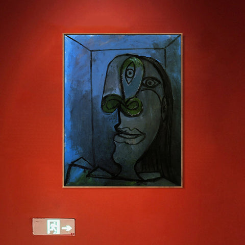 INVIN ART Framed Canvas Giclee Print Art 1938 Tete de femme au nez vert sur fond bleu-nuit (Dora) by Pablo Picasso Wall Art Living Room Home Office Decorations