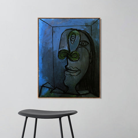 INVIN ART Framed Canvas Giclee Print Art 1938 Tete de femme au nez vert sur fond bleu-nuit (Dora) by Pablo Picasso Wall Art Living Room Home Office Decorations