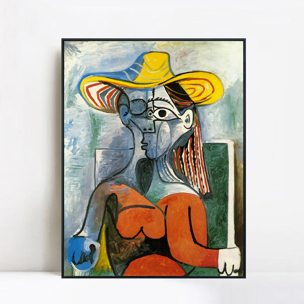 INVIN ART Framed Canvas Giclee Print Art 1962 Buste de femme au chapeau by Pablo Picasso Wall Art Living Room Home Office Decorations