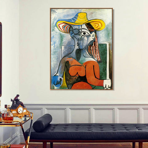 INVIN ART Framed Canvas Giclee Print Art 1962 Buste de femme au chapeau by Pablo Picasso Wall Art Living Room Home Office Decorations