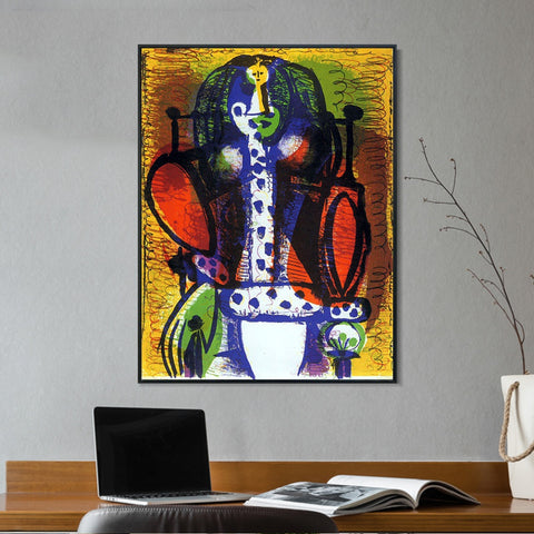 INVIN ART Framed Canvas Giclee Print Art 1948 Femme dans un fauteuil II by Pablo Picasso Wall Art Living Room Home Office Decorations