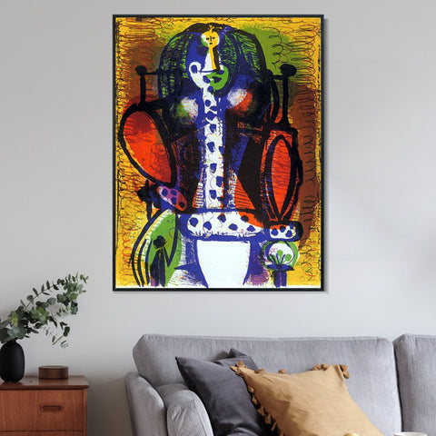 INVIN ART Framed Canvas Giclee Print Art 1948 Femme dans un fauteuil II by Pablo Picasso Wall Art Living Room Home Office Decorations