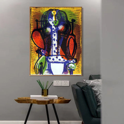 INVIN ART Framed Canvas Giclee Print Art 1948 Femme dans un fauteuil II by Pablo Picasso Wall Art Living Room Home Office Decorations