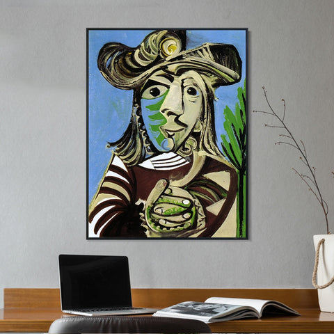INVIN ART Framed Canvas Giclee Print Art 1969 Buste d'homme les mains crois??es by Pablo Picasso Wall Art Living Room Home Office Decorations