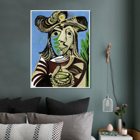 INVIN ART Framed Canvas Giclee Print Art 1969 Buste d'homme les mains crois??es by Pablo Picasso Wall Art Living Room Home Office Decorations