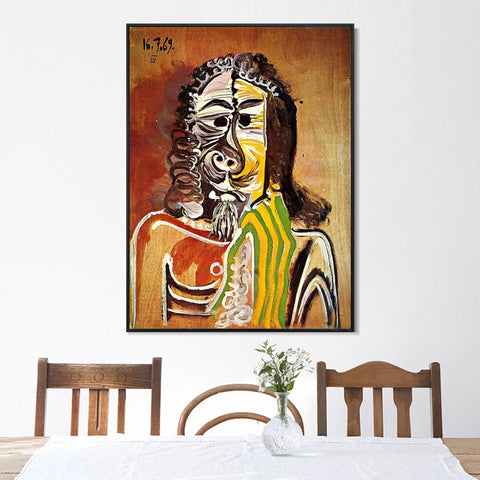 INVIN ART Framed Canvas Giclee Print Art 1969 Homme barbu by Pablo Picasso Wall Art Living Room Home Office Decorations