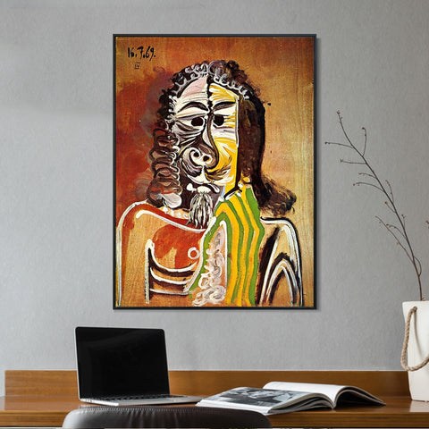 INVIN ART Framed Canvas Giclee Print Art 1969 Homme barbu by Pablo Picasso Wall Art Living Room Home Office Decorations