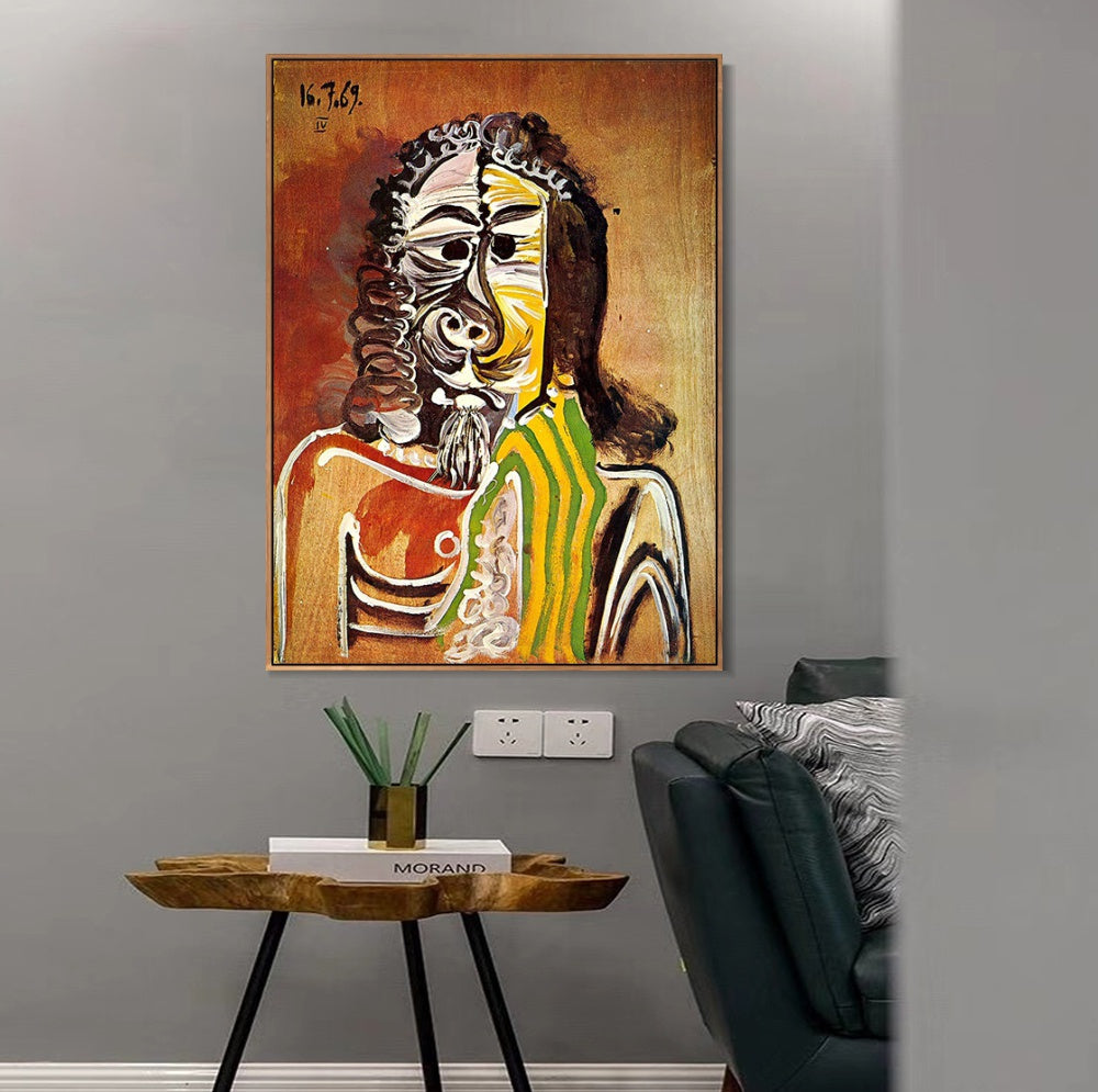 INVIN ART Framed Canvas Giclee Print Art 1969 Homme barbu by Pablo Picasso Wall Art Living Room Home Office Decorations