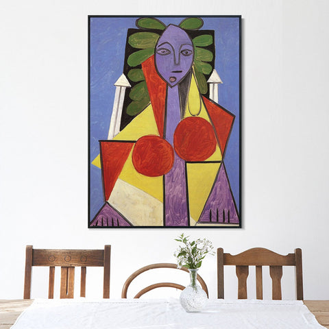 INVIN ART Framed Canvas Giclee Print Art 1946 Femme dans un fauteuil (Francoise GIlot) by Pablo Picasso Wall Art Living Room Home Office Decorations