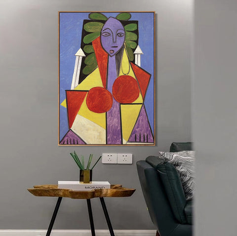 INVIN ART Framed Canvas Giclee Print Art 1946 Femme dans un fauteuil (Francoise GIlot) by Pablo Picasso Wall Art Living Room Home Office Decorations