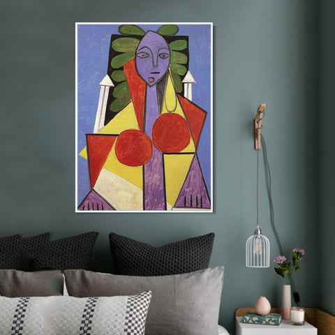 INVIN ART Framed Canvas Giclee Print Art 1946 Femme dans un fauteuil (Francoise GIlot) by Pablo Picasso Wall Art Living Room Home Office Decorations