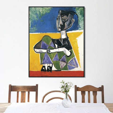 INVIN ART Framed Canvas Giclee Print Art 1954 Jacqueline assise by Pablo Picasso Wall Art Living Room Home Office Decorations
