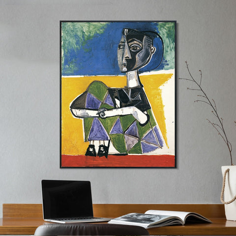 INVIN ART Framed Canvas Giclee Print Art 1954 Jacqueline assise by Pablo Picasso Wall Art Living Room Home Office Decorations