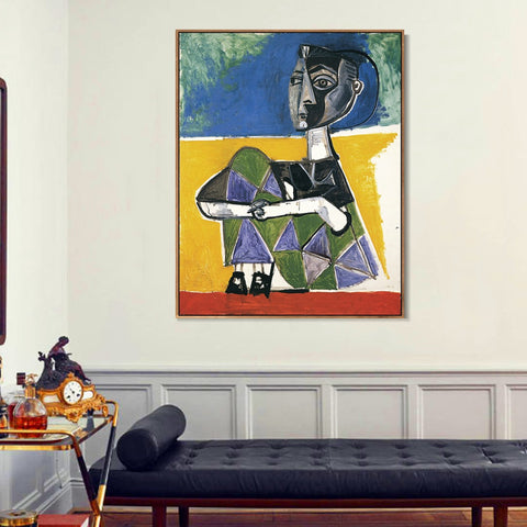 INVIN ART Framed Canvas Giclee Print Art 1954 Jacqueline assise by Pablo Picasso Wall Art Living Room Home Office Decorations