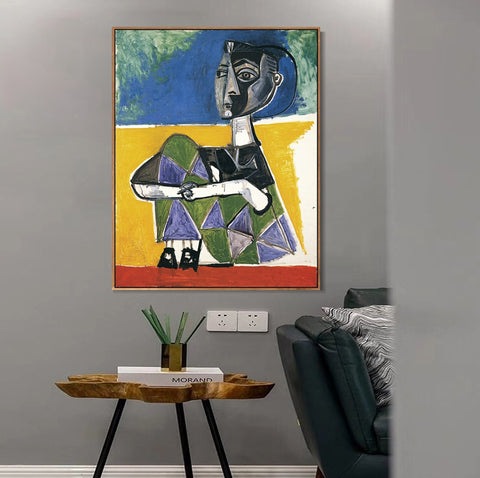 INVIN ART Framed Canvas Giclee Print Art 1954 Jacqueline assise by Pablo Picasso Wall Art Living Room Home Office Decorations