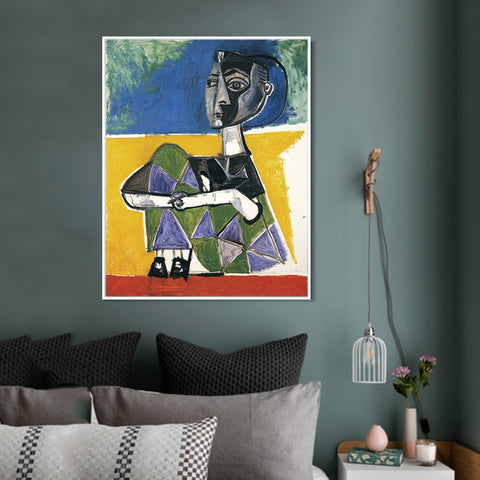 INVIN ART Framed Canvas Giclee Print Art 1954 Jacqueline assise by Pablo Picasso Wall Art Living Room Home Office Decorations