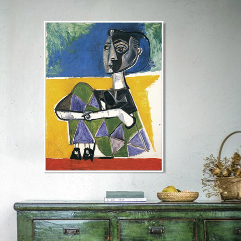 INVIN ART Framed Canvas Giclee Print Art 1954 Jacqueline assise by Pablo Picasso Wall Art Living Room Home Office Decorations