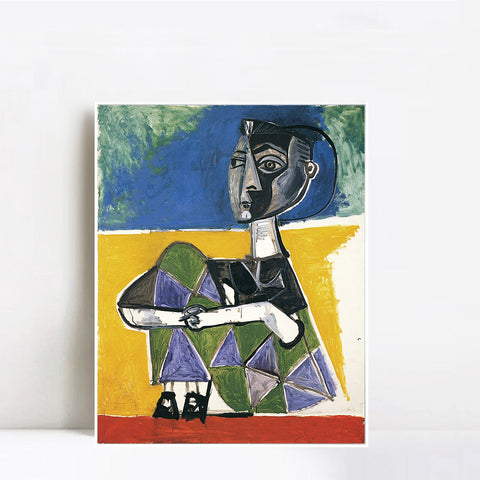 INVIN ART Framed Canvas Giclee Print Art 1954 Jacqueline assise by Pablo Picasso Wall Art Living Room Home Office Decorations