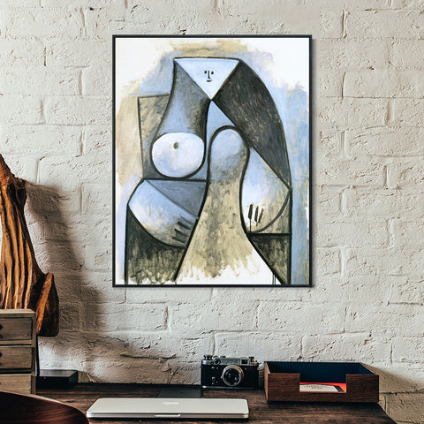 INVIN ART Framed Canvas Giclee Print Art 1947 Femme assise by Pablo Picasso Wall Art Living Room Home Office Decorations