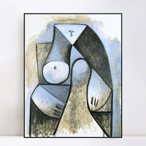 INVIN ART Framed Canvas Giclee Print Art 1947 Femme assise by Pablo Picasso Wall Art Living Room Home Office Decorations