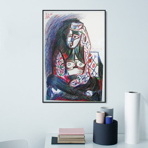 INVIN ART Framed Canvas Giclee Print Art 1955 Jacqueline assise en costume turc by Pablo Picasso Wall Art Living Room Home Office Decorations