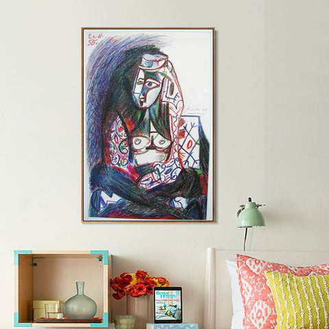 INVIN ART Framed Canvas Giclee Print Art 1955 Jacqueline assise en costume turc by Pablo Picasso Wall Art Living Room Home Office Decorations