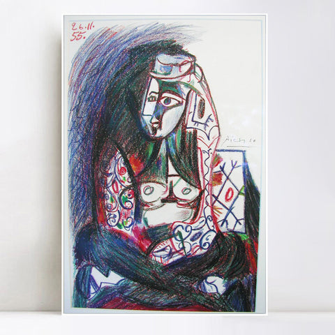INVIN ART Framed Canvas Giclee Print Art 1955 Jacqueline assise en costume turc by Pablo Picasso Wall Art Living Room Home Office Decorations