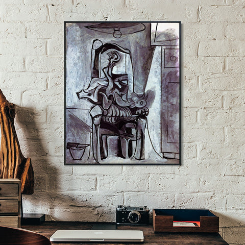INVIN ART Framed Canvas Giclee Print Art 1962 Coq sur une chaise sous la lampe by Pablo Picasso Wall Art Living Room Home Office Decorations