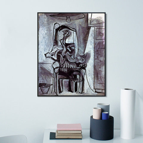 INVIN ART Framed Canvas Giclee Print Art 1962 Coq sur une chaise sous la lampe by Pablo Picasso Wall Art Living Room Home Office Decorations
