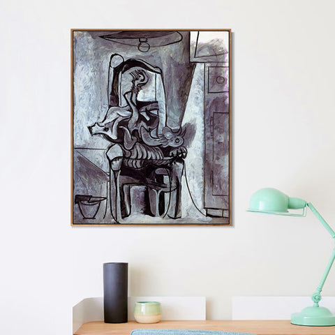 INVIN ART Framed Canvas Giclee Print Art 1962 Coq sur une chaise sous la lampe by Pablo Picasso Wall Art Living Room Home Office Decorations