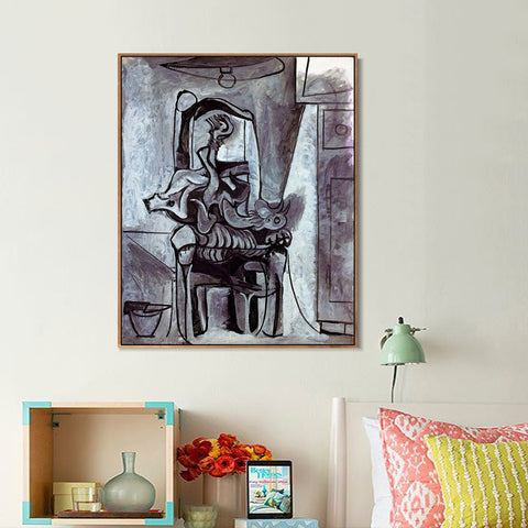 INVIN ART Framed Canvas Giclee Print Art 1962 Coq sur une chaise sous la lampe by Pablo Picasso Wall Art Living Room Home Office Decorations
