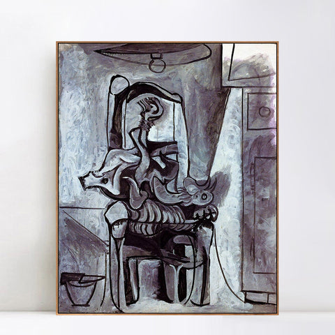 INVIN ART Framed Canvas Giclee Print Art 1962 Coq sur une chaise sous la lampe by Pablo Picasso Wall Art Living Room Home Office Decorations