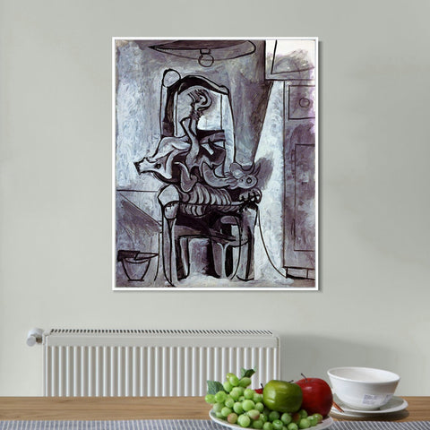 INVIN ART Framed Canvas Giclee Print Art 1962 Coq sur une chaise sous la lampe by Pablo Picasso Wall Art Living Room Home Office Decorations