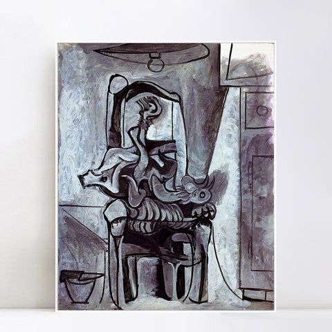 INVIN ART Framed Canvas Giclee Print Art 1962 Coq sur une chaise sous la lampe by Pablo Picasso Wall Art Living Room Home Office Decorations