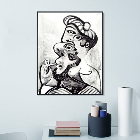 INVIN ART Framed Canvas Giclee Print Art 1969 Homme et femme- bustes by Pablo Picasso Wall Art Living Room Home Office Decorations
