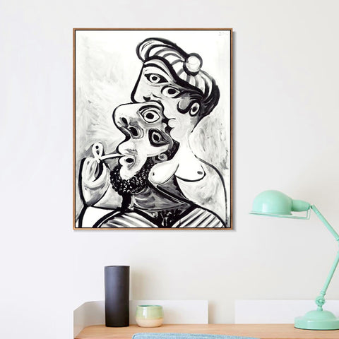 INVIN ART Framed Canvas Giclee Print Art 1969 Homme et femme- bustes by Pablo Picasso Wall Art Living Room Home Office Decorations