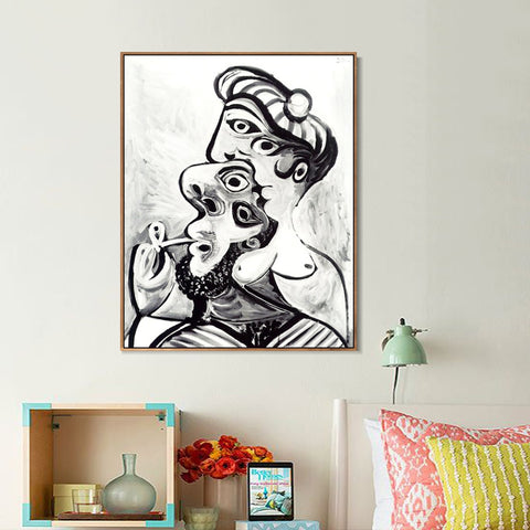 INVIN ART Framed Canvas Giclee Print Art 1969 Homme et femme- bustes by Pablo Picasso Wall Art Living Room Home Office Decorations