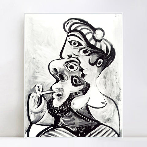 INVIN ART Framed Canvas Giclee Print Art 1969 Homme et femme- bustes by Pablo Picasso Wall Art Living Room Home Office Decorations