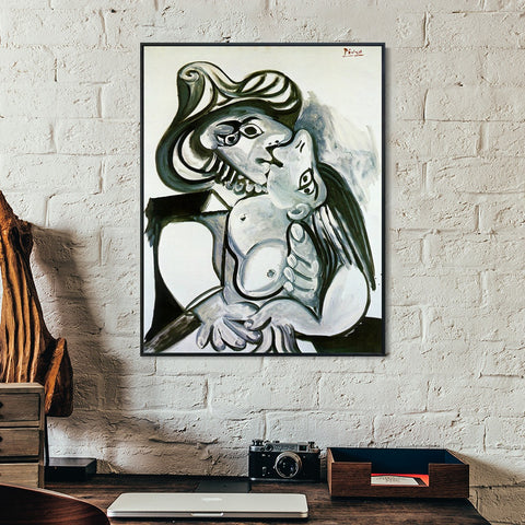 INVIN ART Framed Canvas Giclee Print Art 1969 Le baiser 3 by Pablo Picasso Wall Art Living Room Home Office Decorations